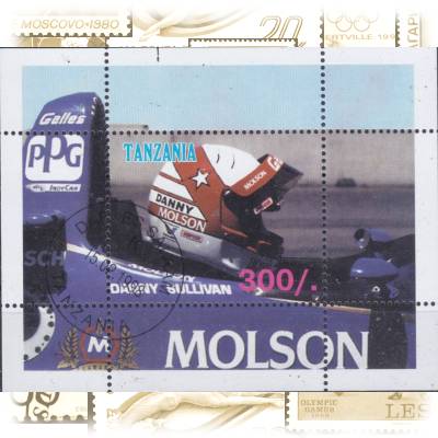 Briefmarken Tansania Rennwagen 1998 Block #11717 (800x630)