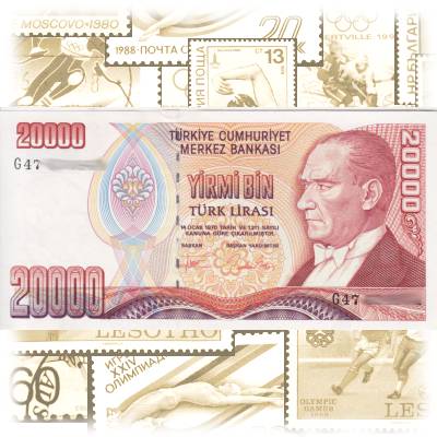 Banknote Türkische Lira zu 20000 Lire der ... #13310 (800x408)