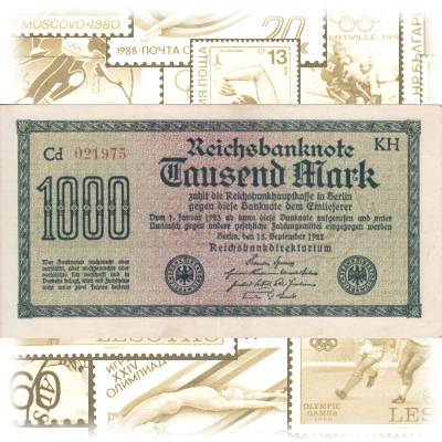 1922 1000 / Tausend Mark Deutsches Reich Reichsbanknoten #13470 (800x425)