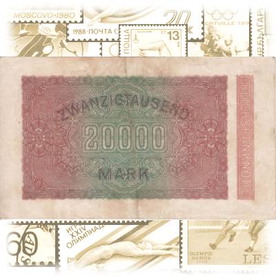 1923, 20000 Mark Reichsbanknote deutsches Reich #13477 (800x474)