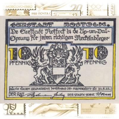 Serienschein Deutschland Rostock 10 Pfennig #13542 (800x590)