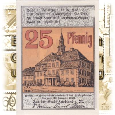 Reutergeld von Stadt Friedland 25 Pfennig RS #13965 (600x837)