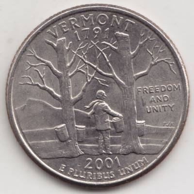 2001-2001 0,25 Dollar Quarter Dollar Vermont 1791 #14469 (800x800)