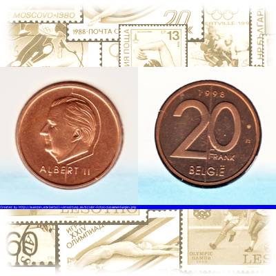 KMS / Kursmünzensatz Belgien-1998 20 Francs ... #2543 (1000x515)