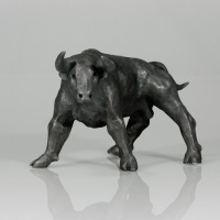 Silber Skulptur Bulle von Tilmann Krumrey