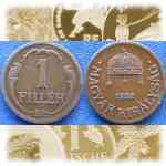 Münzen 1 Filler von Ungarn 1926 bis 1939