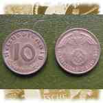 10 Reichs-Pfennig, Deutsches Reich 1936, 1937, 1938 und 1939