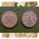 5 Reichs-Pfennig Deutsches Reich 1924-1936