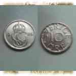 Schwedische 10  re Münze 1976 bis 1991