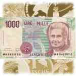 Banknote zu 1000 Lire/Lira von Italien - Vorderseite