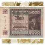 5000 Mark/Reichsmark Fünftausend Mark Deutsche Reichsbanknote Rückseite