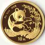 Gold-China-Panda Goldmünze 10 Yuan 1994 1/10 Unze
