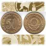 50 PARA-Münzen von Jugoslawien 1965-1979