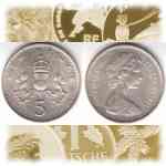 5 NEW PENCE Münzen Großbritannien 1968-1981