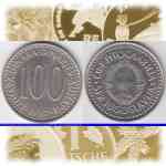 100 DINAR / Dinars-Münzen von Jugoslawien 1985-1988