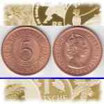 5-Cent-Münzen Mauritius 1956-1978 Sammlerwert