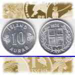 10 AURAR von Island / Iceland 1970, 1971, 1973 und 1974