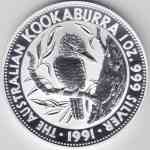 1 Unze Australien-Kookaburra Silber-Münze 1991