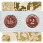 2 Pfennig der Deutschen Mark (0,02 DM) 1950-2001 A, D, F, G und J