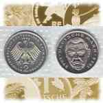 2-DM-Münzen Ludwig Erhard 1988-2001 ADFGJ Wert