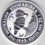1 Unze Australien-Kookaburra Silber-Münze 1993
