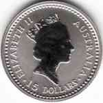 1/10 Unze Australien Platin-Koala von 1991 Portrait Elizabeth