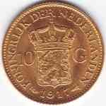 Niederlande 10 Gulden Goldmünze von 1917