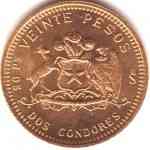 Goldmünze von 20 Pesos Chile 1976-Vorderseite