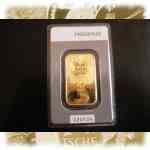 Gold-Barren Heraeus 20g / 20 Gramm