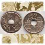 Münzen Spanien ESPANA 25 PTAS / PESETAS Peseten 1999