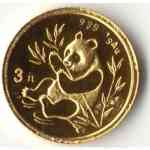 1 Gramm-Münze Gold-China Panda 3 Yuan 1991