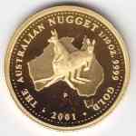1/10 Unze Kangaroo-Nugget Gold von 2001 Motiv