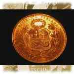 100 Soles Gold-Münze von Peru 1964 Vorderseite