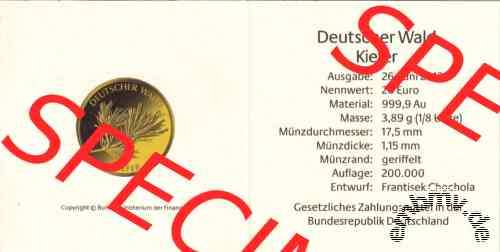 20 Euro Goldmünze Kiefer 2013 - Zertifikat