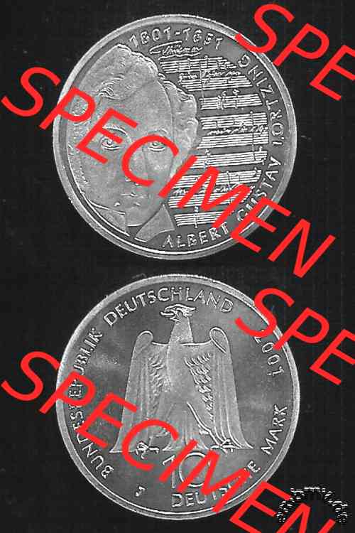 10-DM Silber Gedenkmünze Albert Lortzing 2001