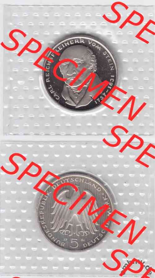 5 DM Gedenkmünze BRD 1981 Reichsfreiherr vom Stein