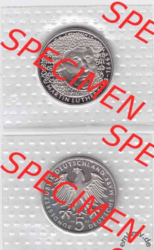5 DM 1980 BRD Gedenkmünze Martin Luther 1983