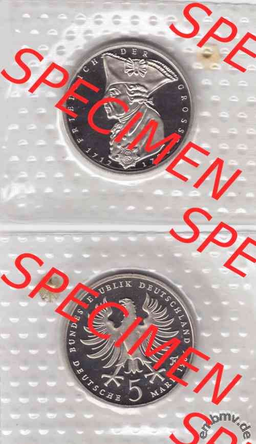 5 DM 1986 BRD / Deutschland Friedrich dem Grossen
