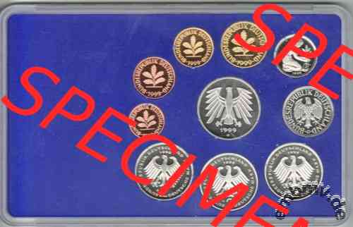 DM-Kursmünzensatz in PP von 1999 Deutschland