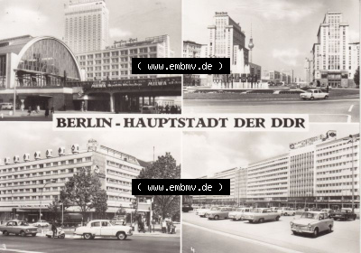 Ansichtskarte DDR Bezirk Berlin, Stadt Berlin-Mitte: 1974, Alexanderplatz, Strausberger Platz,, Unter den LInden, Haus der Elektroindustrie... Sammlung