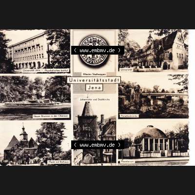 Ansichtskarte DDR Bezirk Gera, Stadtkreis Jena, Stadt Jena: Universität Jena, Johannistor und Stadtkirche (1) Sammlung