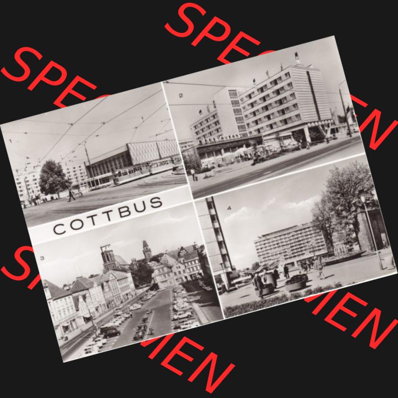 Ansichtskarte DDR Bezirk Cottbus, Kreis Cottbus, Stadt Cottbus: Stadthalle und Hotel Lausitz, Altmarkt, Zentrum (1) Sammlung