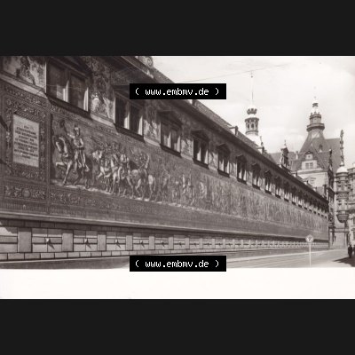 Ansichtskarte DDR Bezirk Dresden, Kreis Dresden, Stadt Dresden: Augustusstraße, Langer Gang mit Fürstenzug von W. WAlther (1) Sammlung
