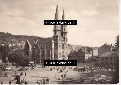 Ansichtskarte DDR Bezirk Suhl, Kreis Meiningen, Stadt Meiningen: Marktplatz mit Kirche (1) Sammlung