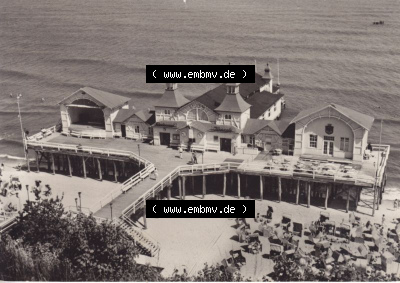 Ansichtskarte DDR Bezirk Rostock, Kreis Rügen, Ostseebad Sellin: Seebrücke Sellin, Graphokopie H. Sander, Berlin (1) Sammlung