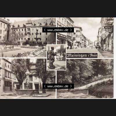 Ansichtskarte DDR Bezirk Suhl, Kreis Meiningen, Stadt Meiningen: Schloßhof, Georgestraße, , Bogenbrücke (1) Sammlung