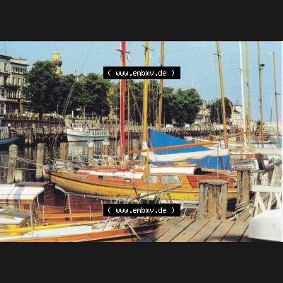 Ansichtskarte DDR Bezirk Rostock, Stadtkreis Rostock, Hansestadt Rostock, Ortsteil Seebad Warnemünde DDR, 1989, Rostock Warnemünde, Am Alten Strom (1) Sammlung