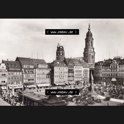 Ansichtskarte DDR Bezirk Dresden, Kreis Dresden, Stadt Dresden: Der Altmarkt und Siegesdenkmal 1870-1871 und Kreuzkirche (1) Sammlung