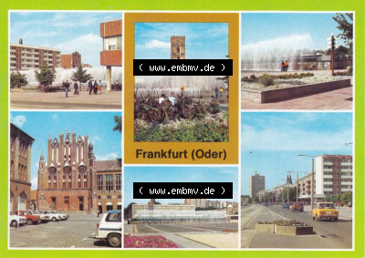Ansichtskarte DDR Bezirk Frankfurt, Stadtkreis Frankfurt (Oder), Stadt Frankfurt (Oder): An der Karl-Marx-Straße, Wasserspielen... Sammlung