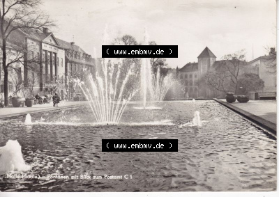 Ansichtskarte DDR Bezirk Halle, Stadtkreis Halle, Stadt Halle: Pontänen mit Blick zum Postamt (1) Sammlung